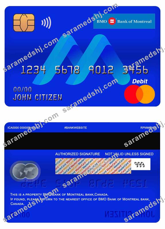 Canada BMO Bank of Montreal bank master debit card